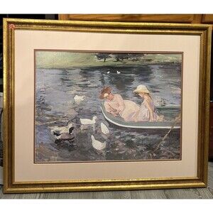 Bronze Framed Summertime by Mary Cassatt Canvas Art Print ( 27x33 Framed Size)